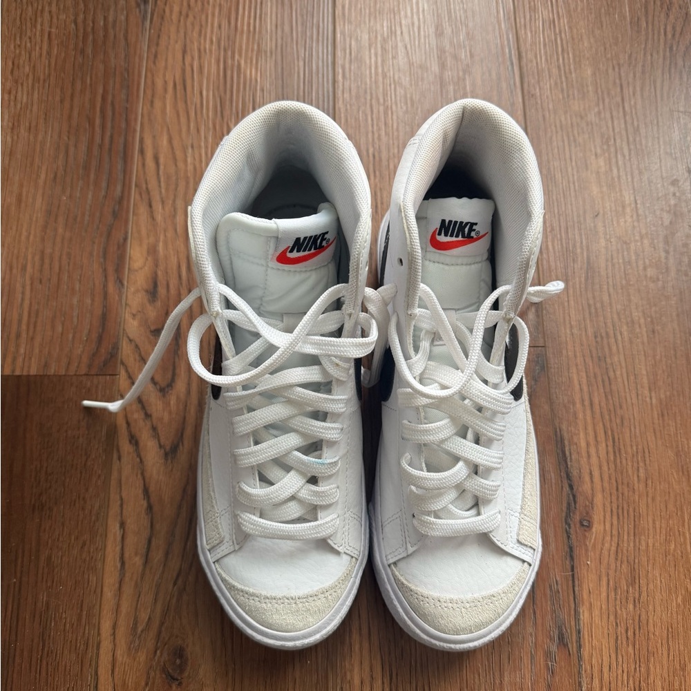 Nike White and Red High-Top Sneakers